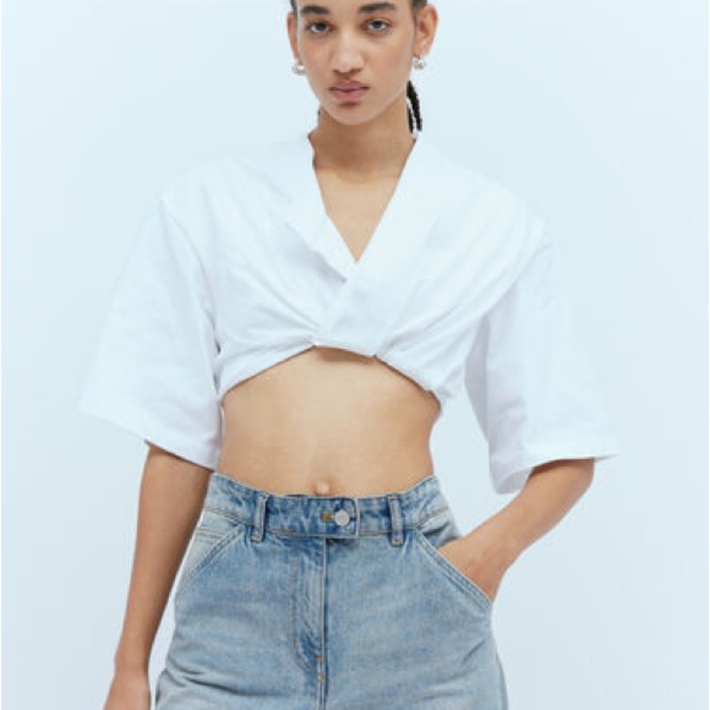 JACQUEMUS cropped white top Bahia Le Splash